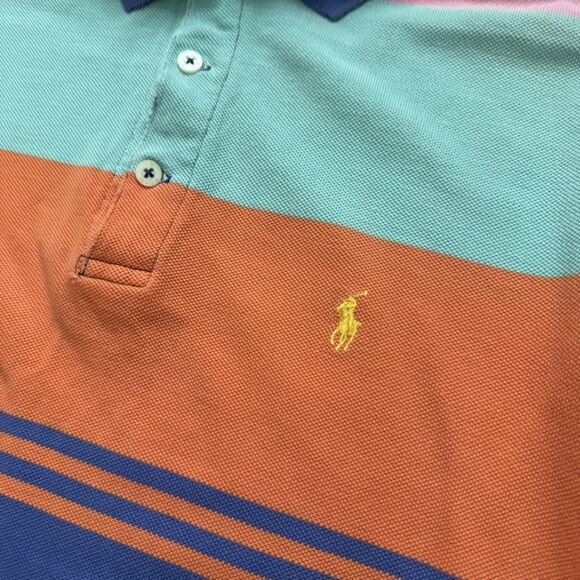 Vintage 90s Polo Ralph Lauren Striped Colorblock Shirt Mens S Made In USA - Picture 4 of 7